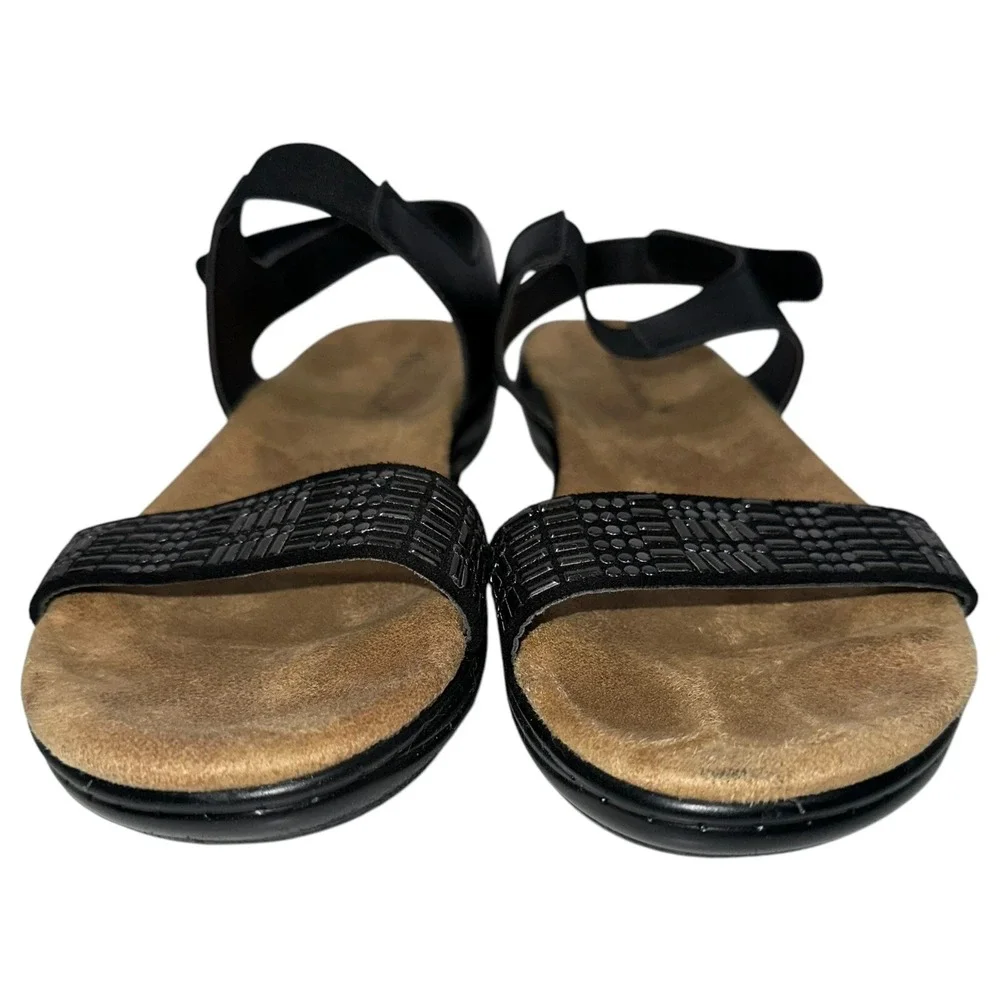 Pierre Dumas Black Strappy Slip‎ On/Hook Loop Sandals Shoes Wms 8.5US